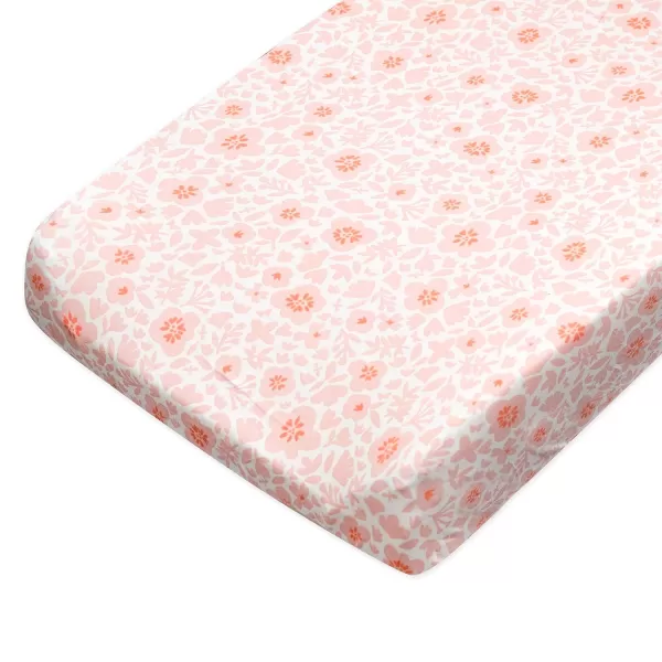 imageHonestBaby Boys Organic Cotton Changing Pad Cover Tossed Skulls One SizePeach Skin Papercut Floral