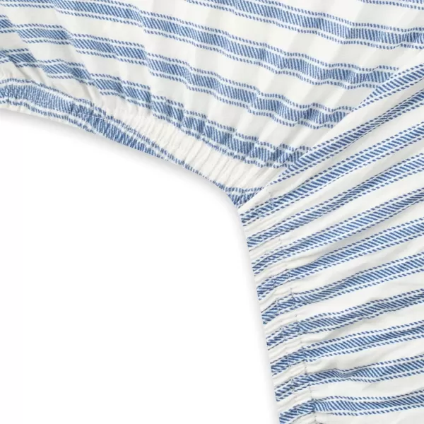 imageHonestBaby Fitted Crib Sheets Fits Standard Mattress Bassinet Mini Prints 100 Organic Cotton Baby Boys Girls Unisex Pink Salt Fitted Crib Sheet One SizeBlue Ticking Stripe