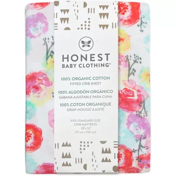 imageHonestBaby Fitted Crib Sheets Fits Standard Mattress Bassinet Mini Prints 100 Organic Cotton Baby Boys Girls Unisex Pink Salt Fitted Crib Sheet One SizeRose Blossom