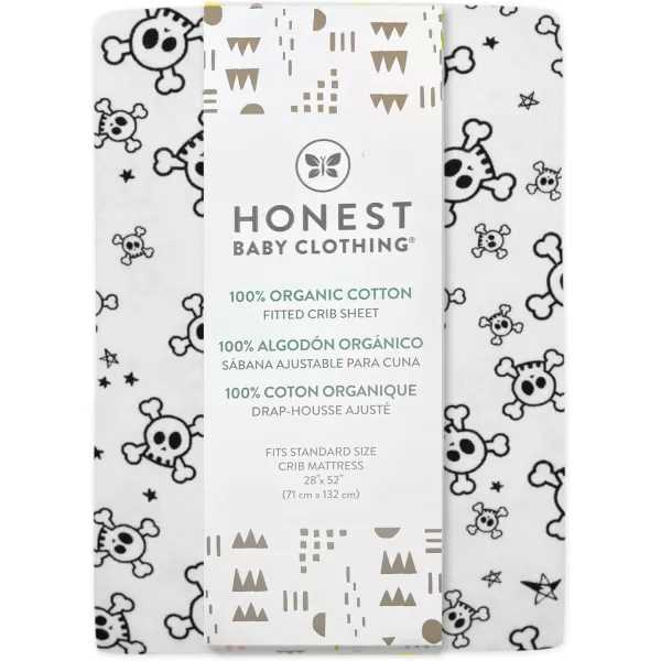 imageHonestBaby Fitted Crib Sheets Fits Standard Mattress Bassinet Mini Prints 100 Organic Cotton Baby Boys Girls Unisex Pink Salt Fitted Crib Sheet One SizeTossed Skulls