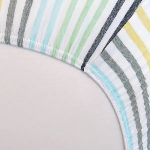 imageHonestBaby Fitted Crib Sheets Fits Standard Mattress Bassinet Mini Prints 100 Organic Cotton Baby Boys Girls Unisex Pink Salt Fitted Crib Sheet One SizeRainbow Stripe Blues