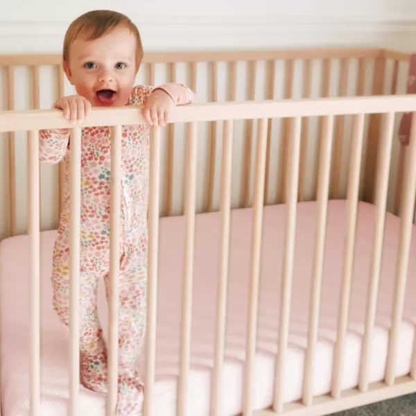 imageHonestBaby Fitted Crib Sheets Fits Standard Mattress Bassinet Mini Prints 100 Organic Cotton Baby Boys Girls Unisex Pink Salt Fitted Crib Sheet One SizePink Salt Fitted Crib Sheet