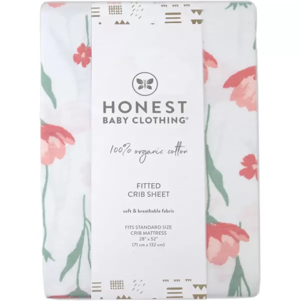 imageHonestBaby Fitted Crib Sheets Fits Standard Mattress Bassinet Mini Prints 100 Organic Cotton Baby Boys Girls Unisex Pink Salt Fitted Crib Sheet One SizeStrawberry Pink Floral
