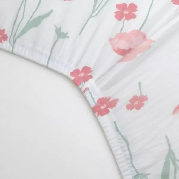 imageHonestBaby Fitted Crib Sheets Fits Standard Mattress Bassinet Mini Prints 100 Organic Cotton Baby Boys Girls Unisex Pink Salt Fitted Crib Sheet One SizeStrawberry Pink Floral