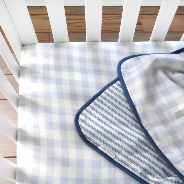 imageHonestBaby Fitted Crib Sheets Fits Standard Mattress Bassinet Mini Prints 100 Organic Cotton Baby Boys Girls Unisex Pink Salt Fitted Crib Sheet One SizeBlue Ticking Stripe