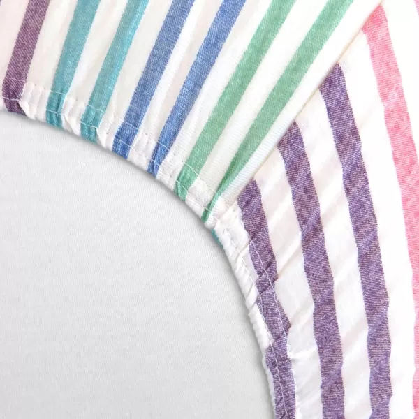 imageHonestBaby Fitted Crib Sheets Fits Standard Mattress Bassinet Mini Prints 100 Organic Cotton Baby Boys Girls Unisex Pink Salt Fitted Crib Sheet One SizeRainbow Stripe