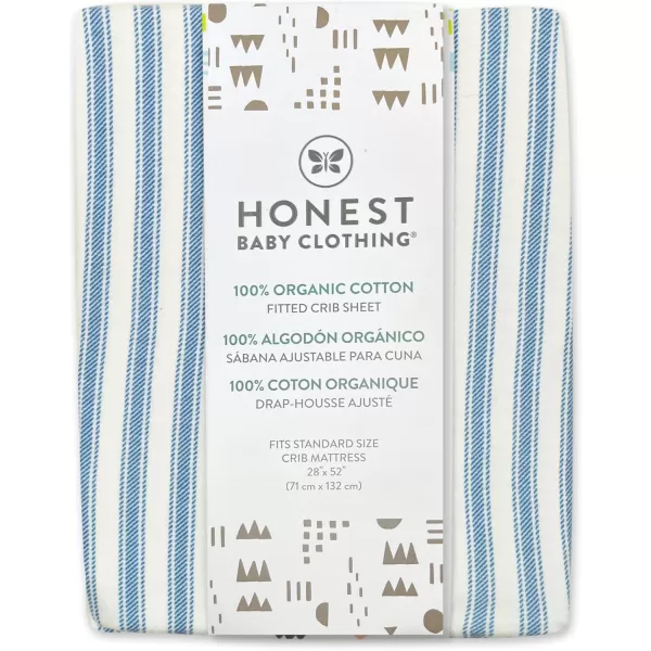 imageHonestBaby Fitted Crib Sheets Fits Standard Mattress Bassinet Mini Prints 100 Organic Cotton Baby Boys Girls Unisex Pink Salt Fitted Crib Sheet One SizeBlue Ticking Stripe