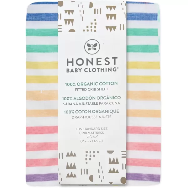imageHonestBaby Fitted Crib Sheets Fits Standard Mattress Bassinet Mini Prints 100 Organic Cotton Baby Boys Girls Unisex Pink Salt Fitted Crib Sheet One SizeRainbow Stripe