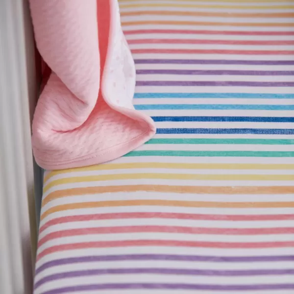 imageHonestBaby Fitted Crib Sheets Fits Standard Mattress Bassinet Mini Prints 100 Organic Cotton Baby Boys Girls Unisex Pink Salt Fitted Crib Sheet One SizeRainbow Stripe