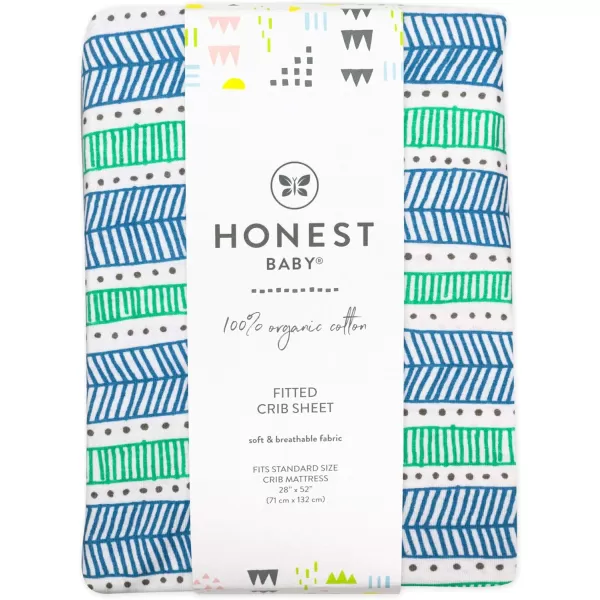 imageHonestBaby Fitted Crib Sheets Fits Standard Mattress Bassinet Mini Prints 100 Organic Cotton Baby Boys Girls and Unisex LEGACY Pattern Play Light Blue One SizeDots  Dashes