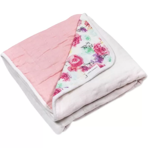 imageHonestBaby Quilted Baby Blankets Reversible Organic Cotton for Infant Boys Girls Unisex Pattern PlayGray One Size1Pack Rose BlossomDip Dye Hand Quilted Blanket