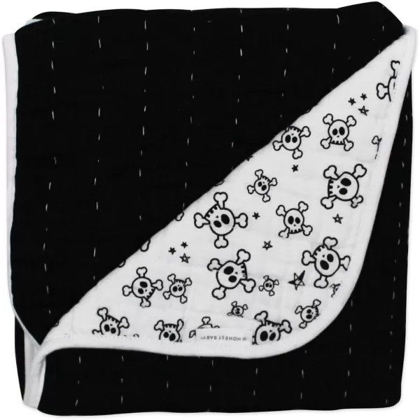 imageHonestBaby Quilted Baby Blankets Reversible Organic Cotton for Infant Boys Girls Unisex Pattern PlayGray One Size1Pack Tossed SkullsBlack Hand Quilted Blanket