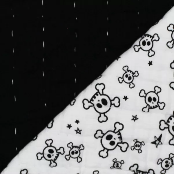 imageHonestBaby Quilted Baby Blankets Reversible Organic Cotton for Infant Boys Girls Unisex Pattern PlayGray One Size1Pack Tossed SkullsBlack Hand Quilted Blanket