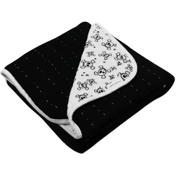 imageHonestBaby Quilted Baby Blankets Reversible Organic Cotton for Infant Boys Girls Unisex Pattern PlayGray One Size1Pack Tossed SkullsBlack Hand Quilted Blanket
