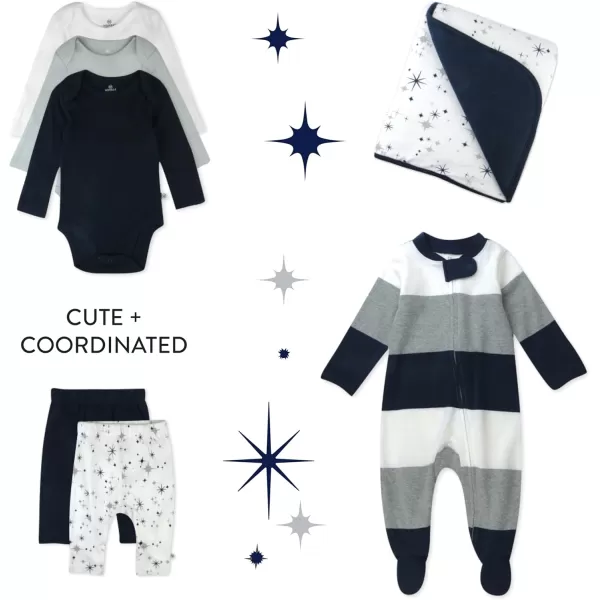 imageHonestBaby Quilted Baby Blankets Reversible Organic Cotton for Infant Boys Girls Unisex Pattern PlayGray One Size1pack Jumbo Twinkle Star Navy Reversible Quilted Blanket