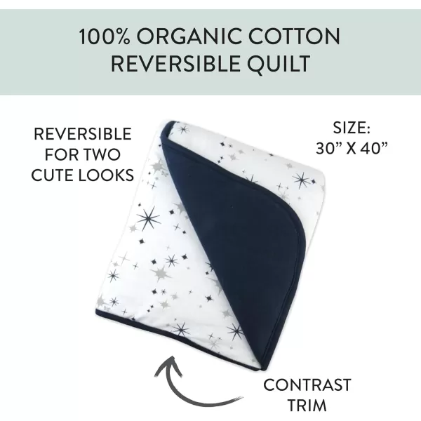 imageHonestBaby Quilted Baby Blankets Reversible Organic Cotton for Infant Boys Girls Unisex Pattern PlayGray One Size1pack Jumbo Twinkle Star Navy Reversible Quilted Blanket