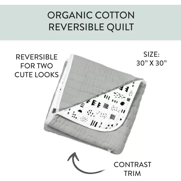 imageHonestBaby Quilted Baby Blankets Reversible Organic Cotton for Infant Boys Girls Unisex Pattern PlayGray One Size1pack Pattern Play Hand Quilted Blanket