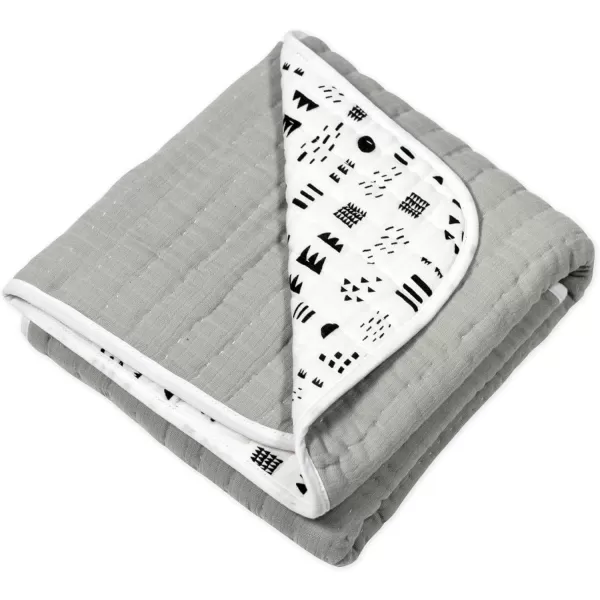 imageHonestBaby Quilted Baby Blankets Reversible Organic Cotton for Infant Boys Girls Unisex Pattern PlayGray One Size1pack Pattern PlayGray Hand Quilted Blanket