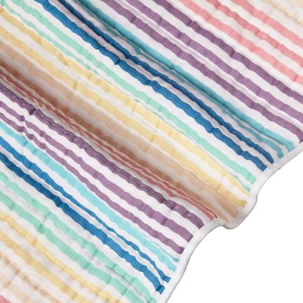 imageHonestBaby Quilted Baby Blankets Reversible Organic Cotton for Infant Boys Girls Unisex Pattern PlayGray One Size1pack Rainbow Stripe Hand Quilted Blanket