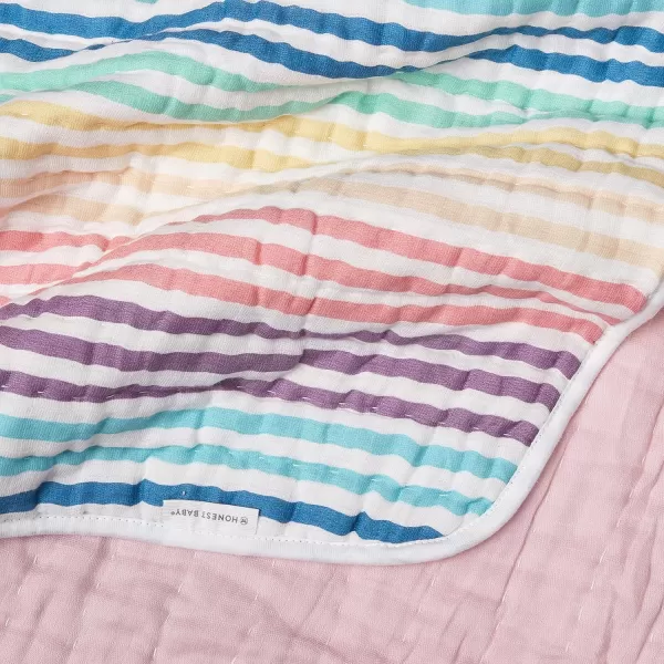 imageHonestBaby Quilted Baby Blankets Reversible Organic Cotton for Infant Boys Girls Unisex Pattern PlayGray One Size1pack Rainbow Stripe Hand Quilted Blanket