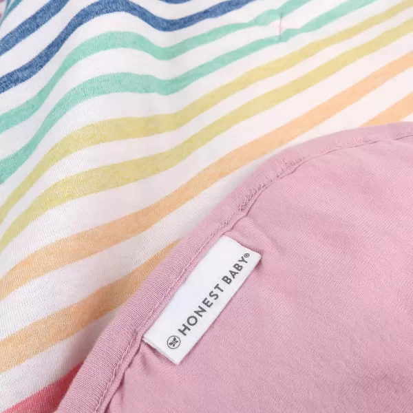 imageHonestBaby Quilted Baby Blankets Reversible Organic Cotton for Infant Boys Girls Unisex Pattern PlayGray One Size1pack Rainbow Stripe Reversible Blanket