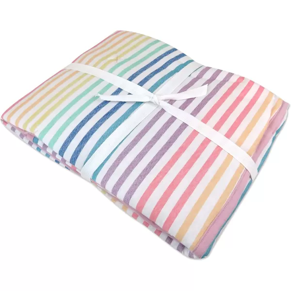 imageHonestBaby Quilted Baby Blankets Reversible Organic Cotton for Infant Boys Girls Unisex Pattern PlayGray One Size1pack Rainbow Stripe Reversible Blanket