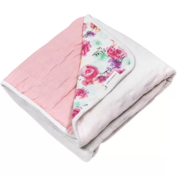 imageHonestBaby Quilted Baby Blankets Reversible Organic Cotton for Infant Boys Girls Unisex Pattern PlayGray One Size1pack Rose BlossomPink Hand Quilted Blanket