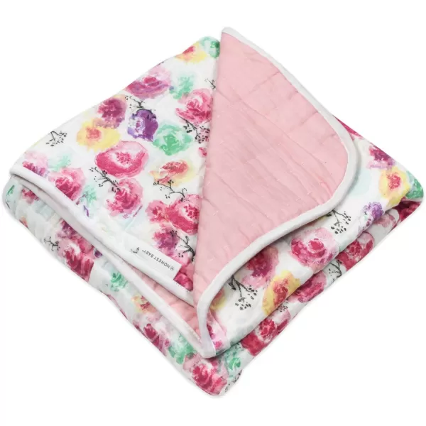 imageHonestBaby Quilted Baby Blankets Reversible Organic Cotton for Infant Boys Girls Unisex Pattern PlayGray One Size1pack Rose BlossomPink Hand Quilted Blanket