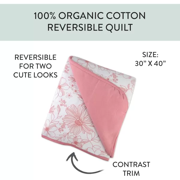 imageHonestBaby Quilted Baby Blankets Reversible Organic Cotton for Infant Boys Girls Unisex Pattern PlayGray One Size1pack Sketchy Floral Pink Reversible Quilted Blanket