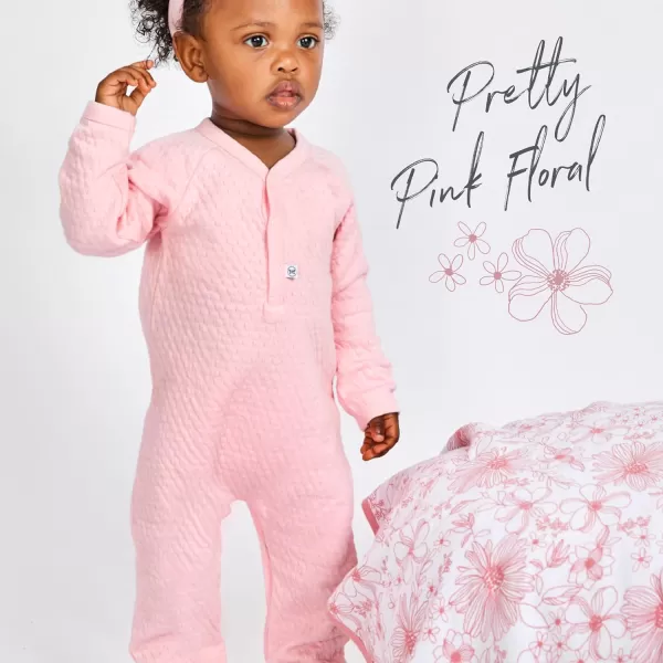 imageHonestBaby Quilted Baby Blankets Reversible Organic Cotton for Infant Boys Girls Unisex Pattern PlayGray One Size1pack Sketchy Floral Pink Reversible Quilted Blanket