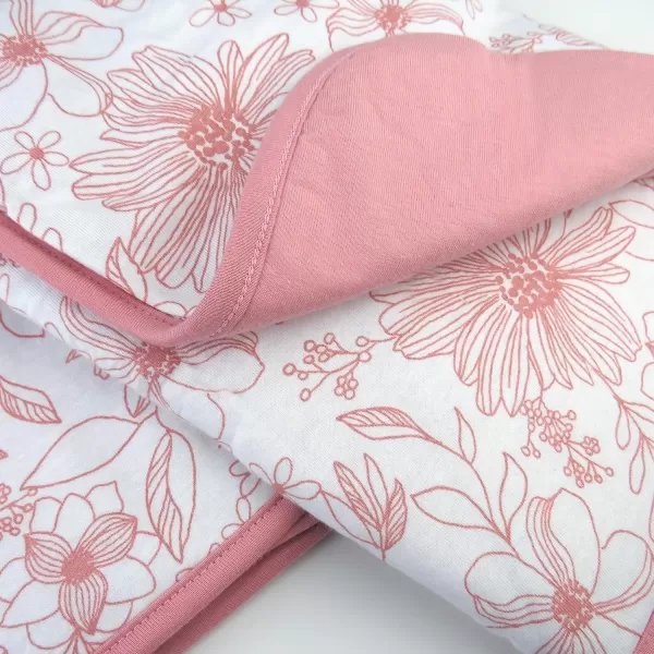 imageHonestBaby Quilted Baby Blankets Reversible Organic Cotton for Infant Boys Girls Unisex Pattern PlayGray One Size1pack Sketchy Floral Pink Reversible Quilted Blanket