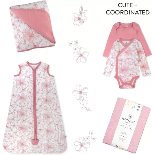imageHonestBaby Quilted Baby Blankets Reversible Organic Cotton for Infant Boys Girls Unisex Pattern PlayGray One Size1pack Sketchy Floral Pink Reversible Quilted Blanket