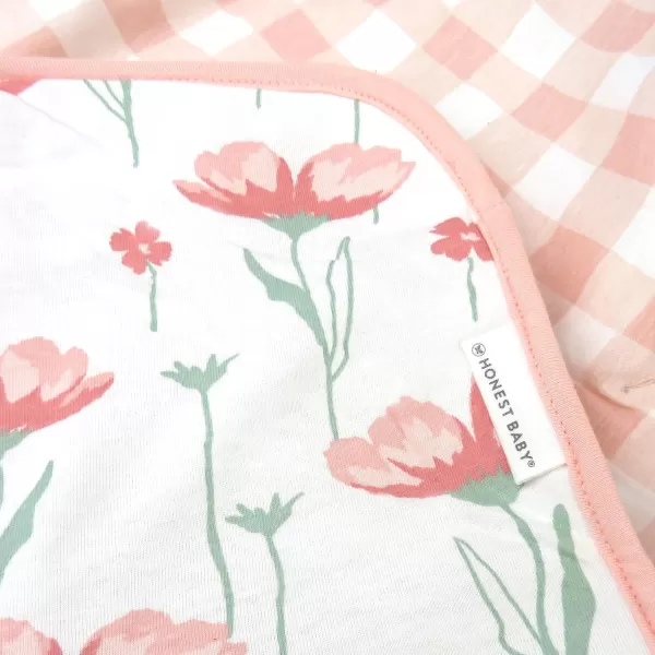 imageHonestBaby Quilted Baby Blankets Reversible Organic Cotton for Infant Boys Girls Unisex Pattern PlayGray One Size1pack Strawberry Pink Floral Reversible Blanket