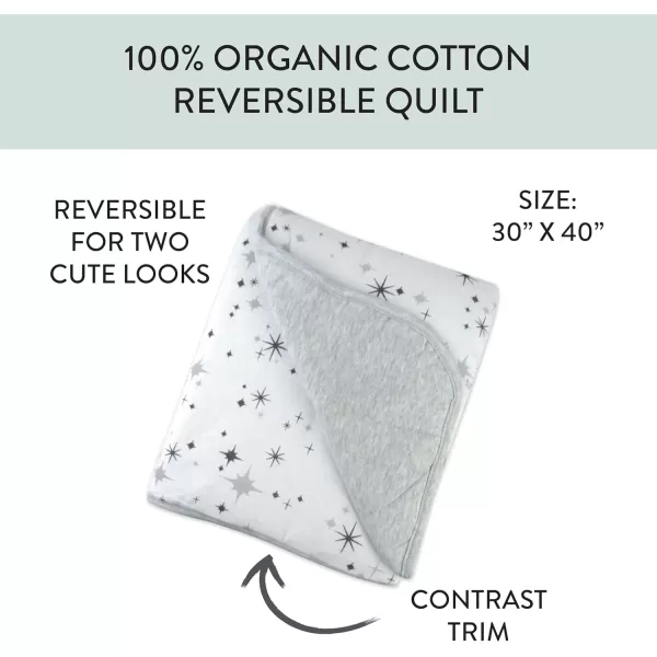imageHonestBaby Quilted Baby Blankets Reversible Organic Cotton for Infant Boys Girls Unisex Pattern PlayGray One Size1pack Twinkle Star Lt G Heather Reversible Quilted Blanket