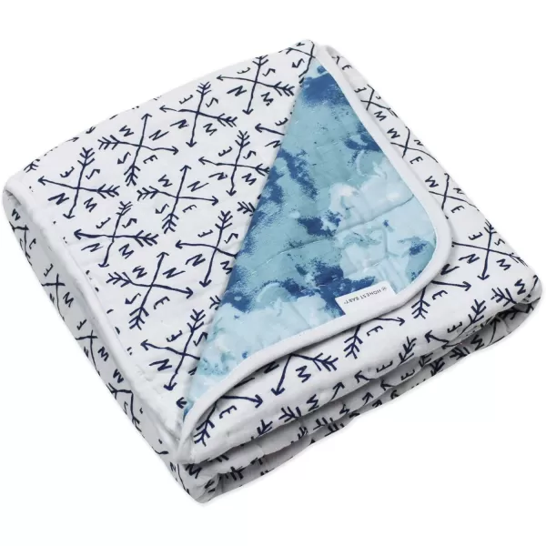 imageHonestBaby Quilted Baby Blankets Reversible Organic Cotton for Infant Boys Girls Unisex Pattern PlayGray One Size1pack Watercolor WorldCompass Hand Quilted Blanket