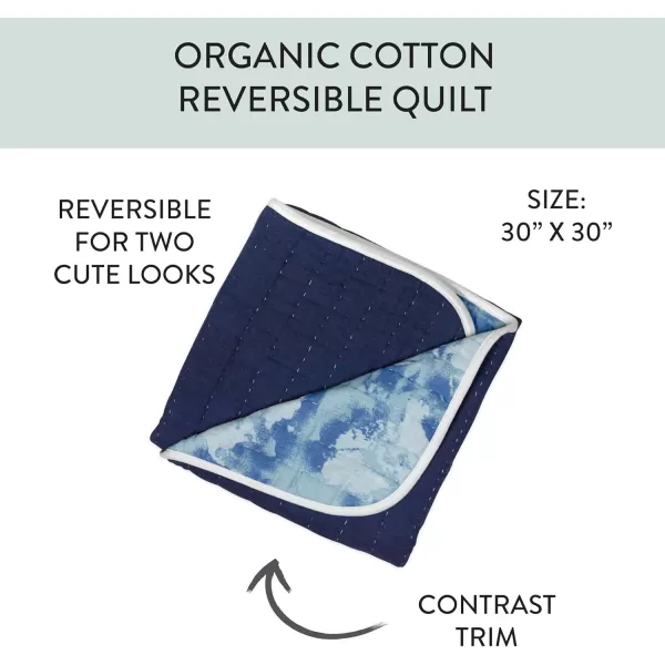 imageHonestBaby Quilted Baby Blankets Reversible Organic Cotton for Infant Boys Girls Unisex Pattern PlayGray One Size1pack Watercolor WorldNavy Hand Quilted Blanket