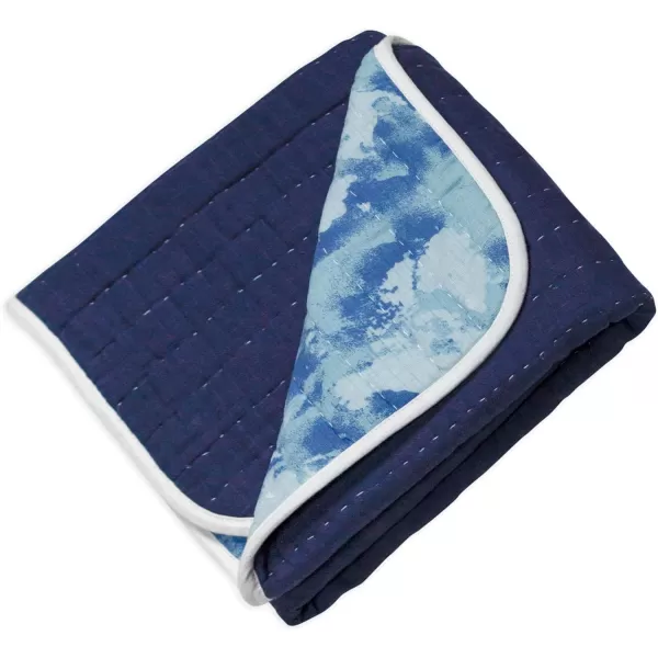imageHonestBaby Quilted Baby Blankets Reversible Organic Cotton for Infant Boys Girls Unisex Pattern PlayGray One Size1pack Watercolor WorldNavy Hand Quilted Blanket