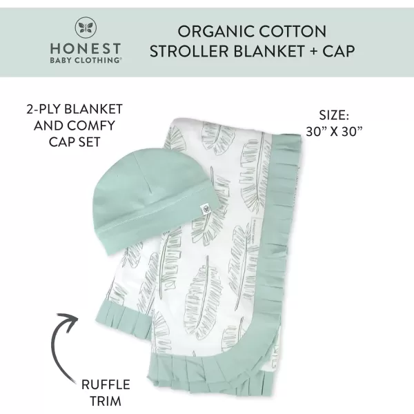 imageHonestBaby Quilted Baby Blankets Reversible Organic Cotton for Infant Boys Girls Unisex Pattern PlayGray One Size2Pack Jumbo Leaf Sage Stroller Blanket