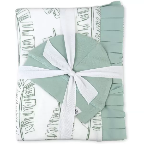 imageHonestBaby Quilted Baby Blankets Reversible Organic Cotton for Infant Boys Girls Unisex Pattern PlayGray One Size2Pack Jumbo Leaf Sage Stroller Blanket