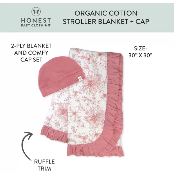 imageHonestBaby Quilted Baby Blankets Reversible Organic Cotton for Infant Boys Girls Unisex Pattern PlayGray One Size2Pack Sketchy Floral Pink Stroller Blanket
