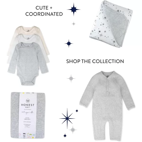 imageHonestBaby Quilted Baby Blankets Reversible Organic Cotton for Infant Boys Girls Unisex Pattern PlayGray One Size2Pack Twinkle Star Grey Stroller Blanket