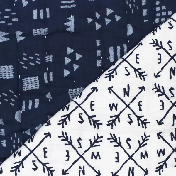 imageHonestBaby Quilted Baby Blankets Reversible Organic Cotton for Infant Boys Girls and Unisex LEGACY Fair Isle Gray One SizeCompassPattern Navy