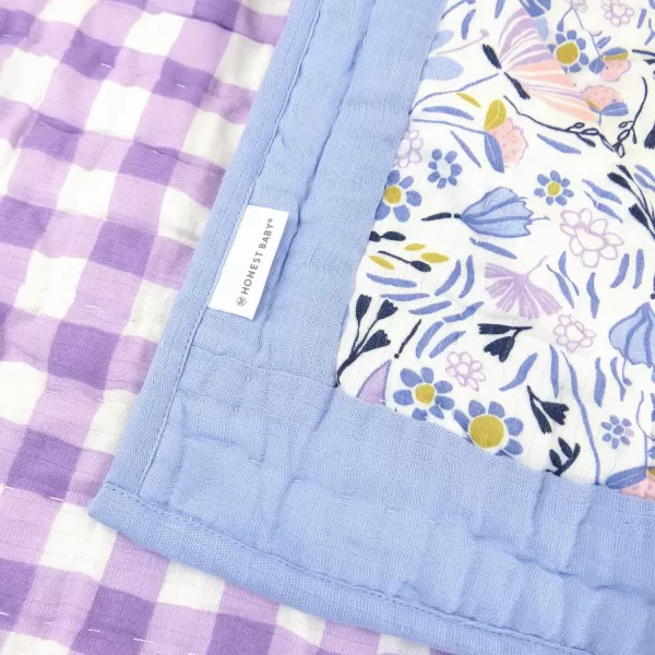 imageHonestBaby Quilted Baby Blankets Reversible Organic Cotton for Infant Boys Girls and Unisex LEGACY Fair Isle Gray One SizeFall Purple Floral