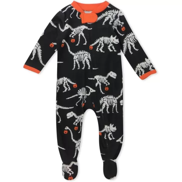 imageHonestBaby Baby Holiday Sleep and Play Footed Holiday Pajamas Onepiece Sleeper Zipfront Organic Cotton PjsDino Ween
