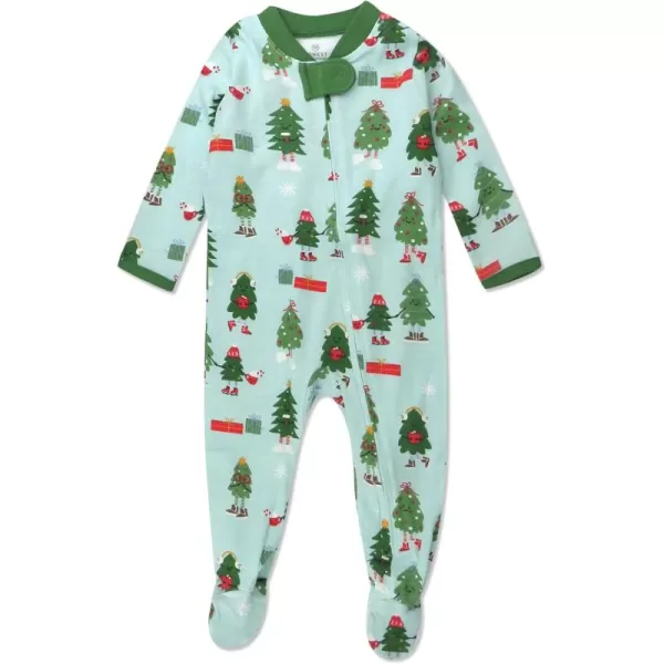 imageHonestBaby Baby Holiday Sleep and Play Footed Holiday Pajamas Onepiece Sleeper Zipfront Organic Cotton PjsHoliday Skate