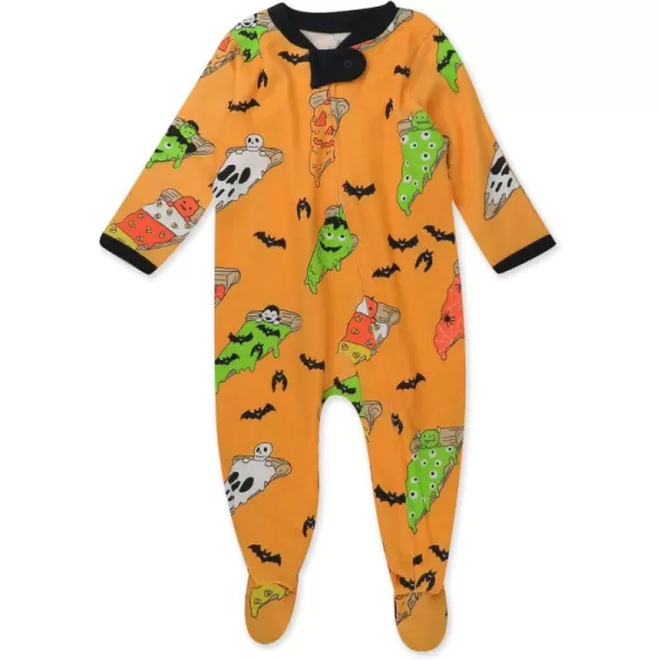 imageHonestBaby Baby Holiday Sleep and Play Footed Holiday Pajamas Onepiece Sleeper Zipfront Organic Cotton PjsOoey Gooey Pizza