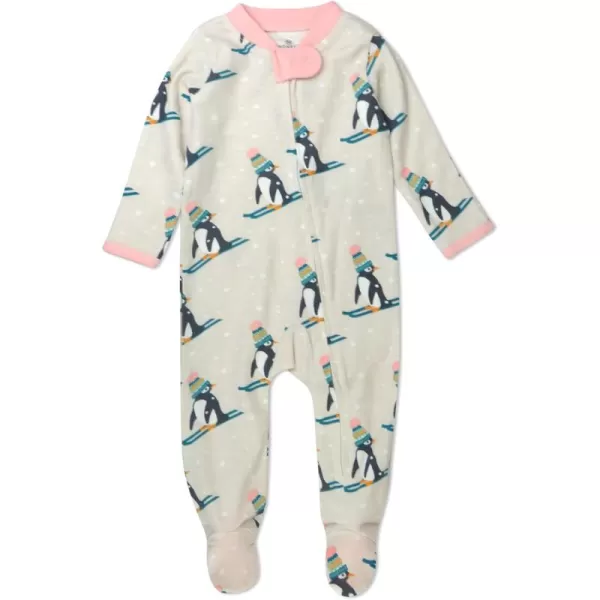 imageHonestBaby Baby Holiday Sleep and Play Footed Holiday Pajamas Onepiece Sleeper Zipfront Organic Cotton PjsPenguin Dash