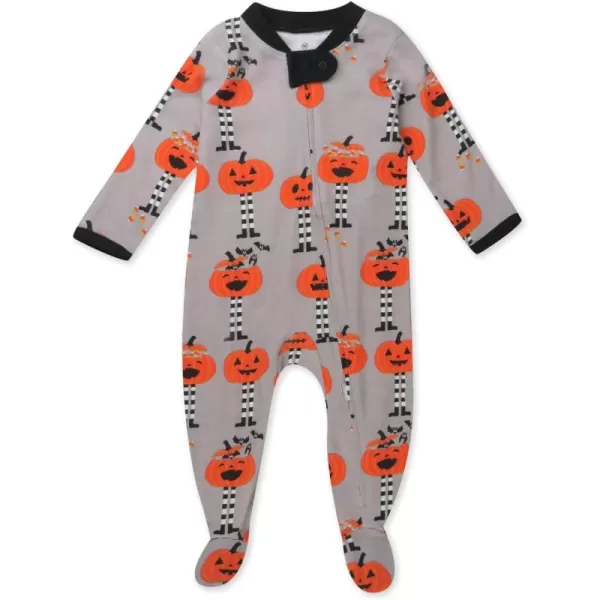 imageHonestBaby Baby Holiday Sleep and Play Footed Holiday Pajamas Onepiece Sleeper Zipfront Organic Cotton PjsPippi Long Pumpkin