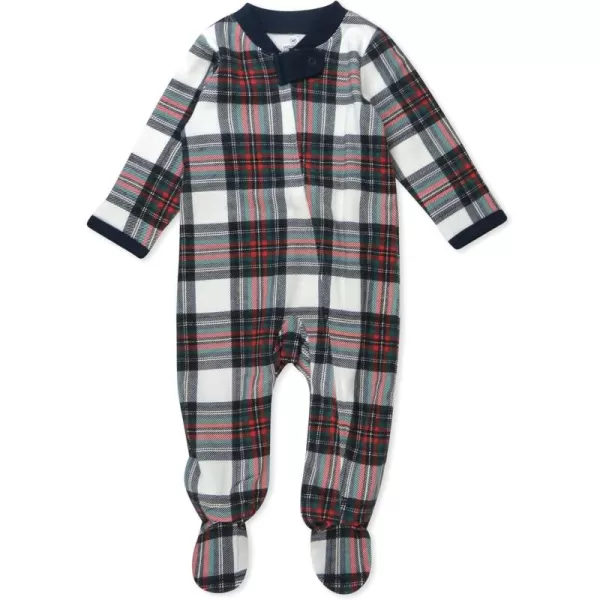 imageHonestBaby Baby Holiday Sleep and Play Footed Holiday Pajamas Onepiece Sleeper Zipfront Organic Cotton PjsRed Tartan