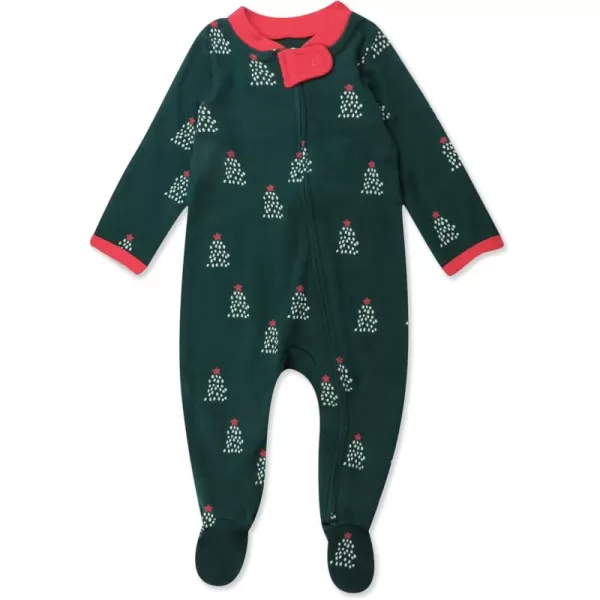 imageHonestBaby Baby Sleep and Play Footed Pajamas Onepiece Sleeper Jumpsuit Zipfront Pjs Organic CottonA Pine Holiday